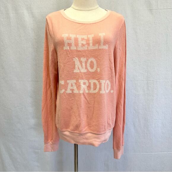 Wildfox Hell No Cardio Baggy Beach Jumper in pink size small - Picture 1 of 16